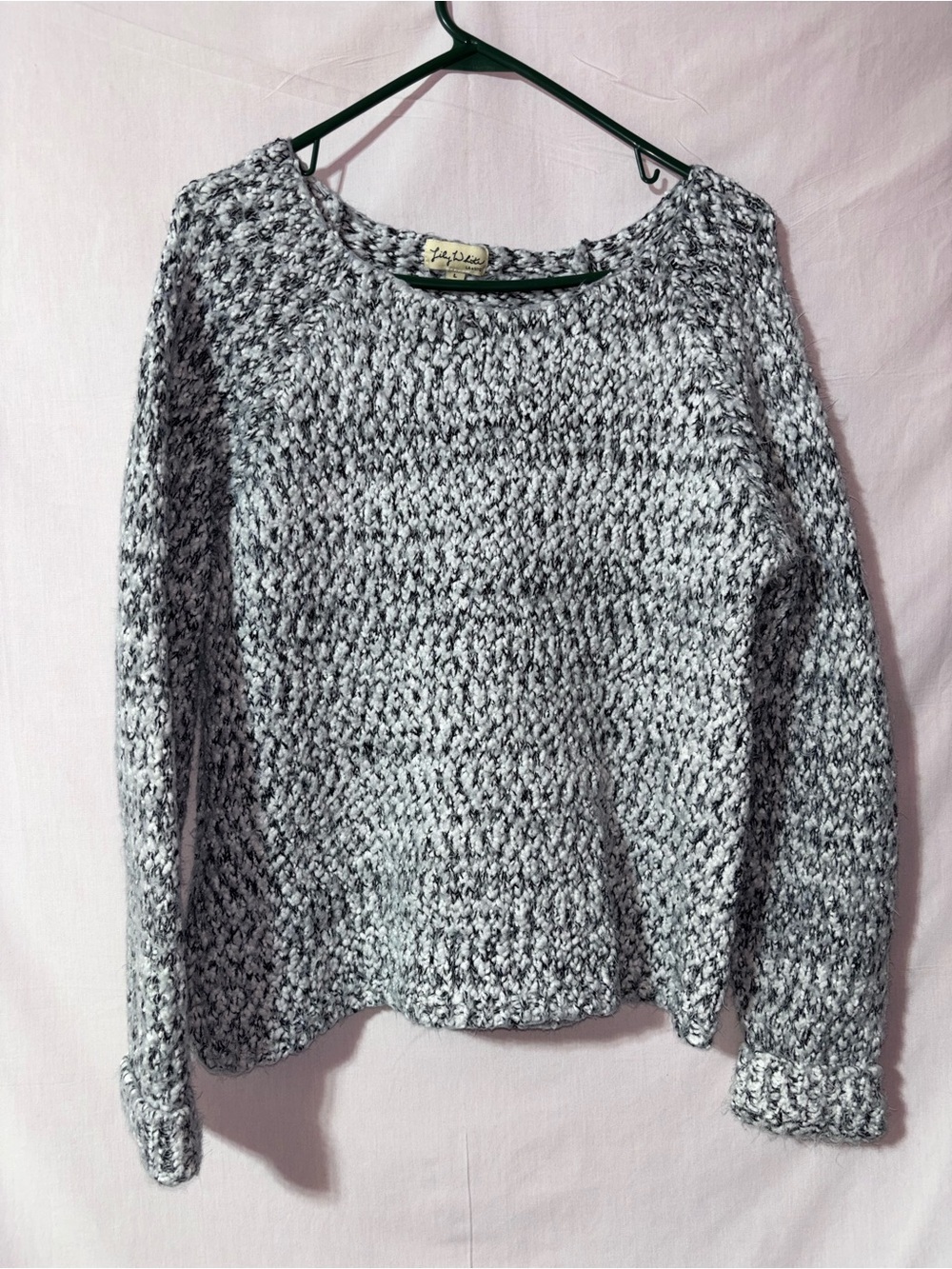 Lily White Black & White Marled Scoopneck Sweater